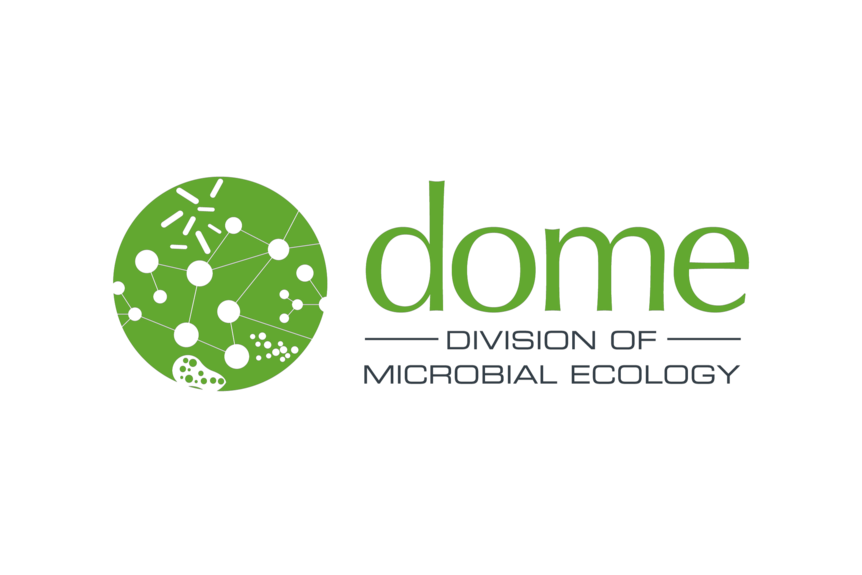 the new DOME logo - green background with white microbes
