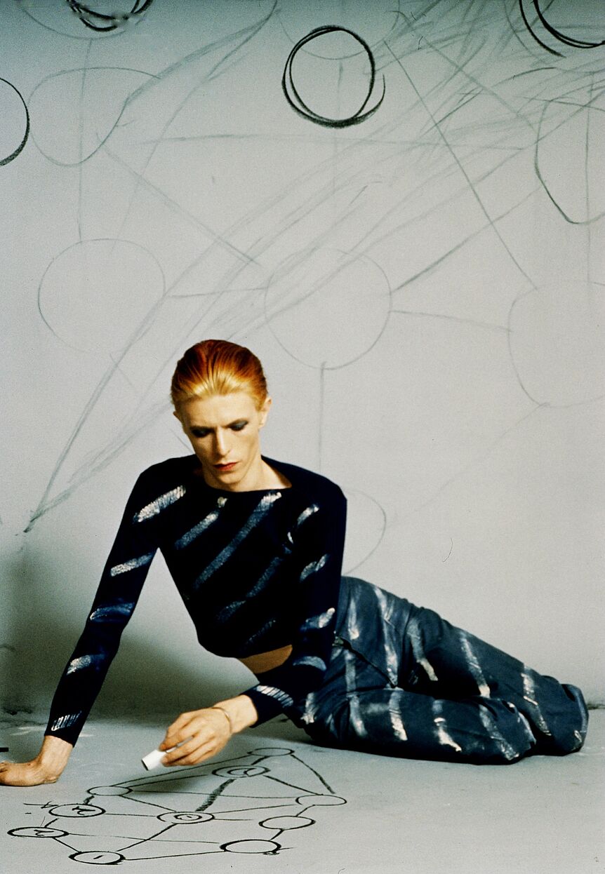 David  Bowie in diagonal stripes, 1976
copyright Steve Schapiro, Corbis Premium Historical, Getty Images