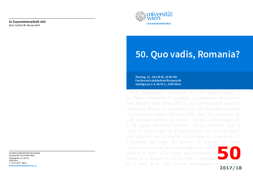 Einladung 50. Quo vadis, Romania, 06-2018