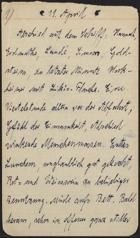 Reistagebuch von Paul Tillich