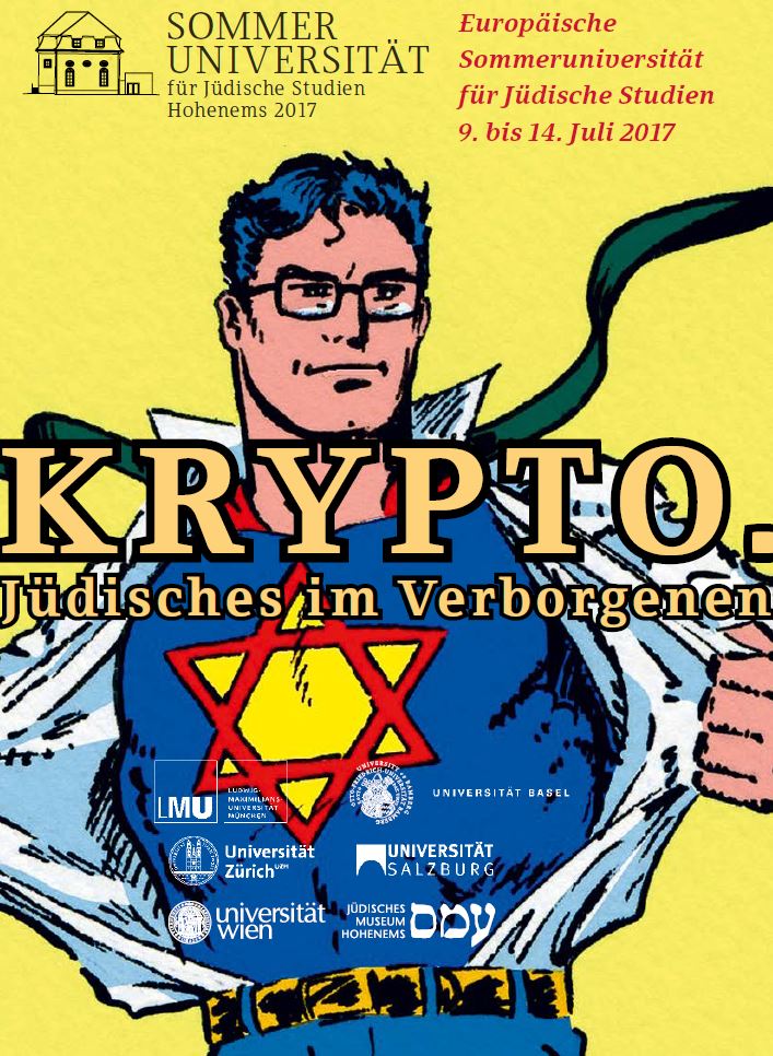 Veranstaltungsplakat zu "Krypto. Jüdisches im Verborgenen". Grafik © Mike Capozzola www.capozzola.com