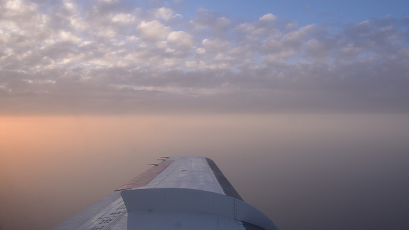 Aircraft wing in the sky